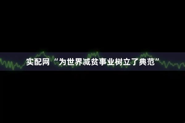 实配网 “为世界减贫事业树立了典范”